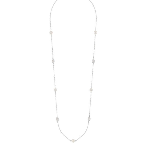 Sunday chain neck silverplated/white - 80cm