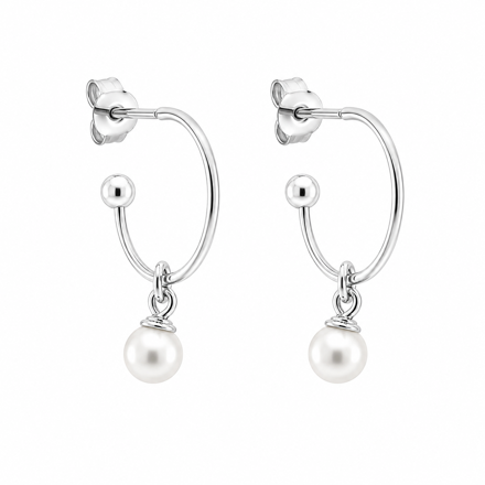 Ørering rh.sølv, perle-heng 4mm