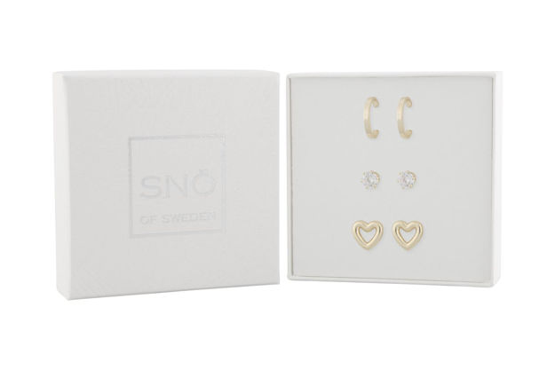 Together heart ear set plain goldplated 