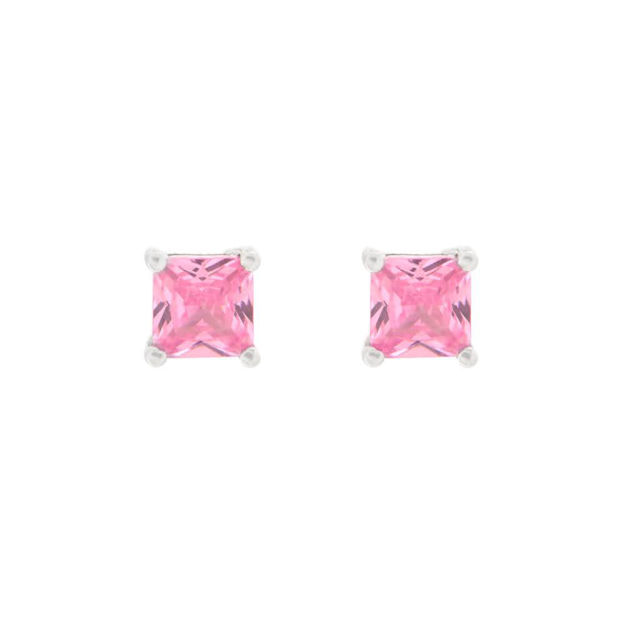 ØREPYNT SØLV 6X6MM ROSA FIRK.STEN