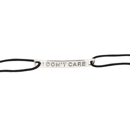ARMLENKE RH.SØLV "I DON'T CARE" SORT SNOR