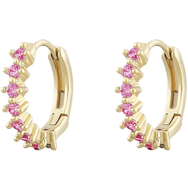 Nuit small ring ear goldplated/fuchsia 