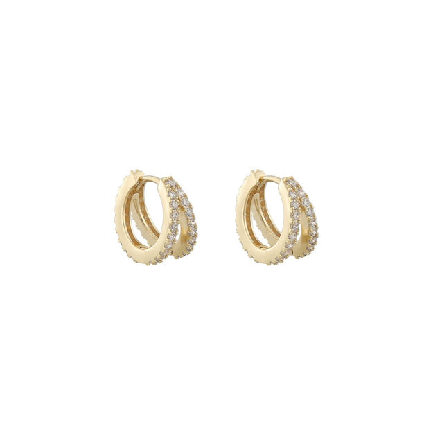 Hanni small double ring ear g/clear