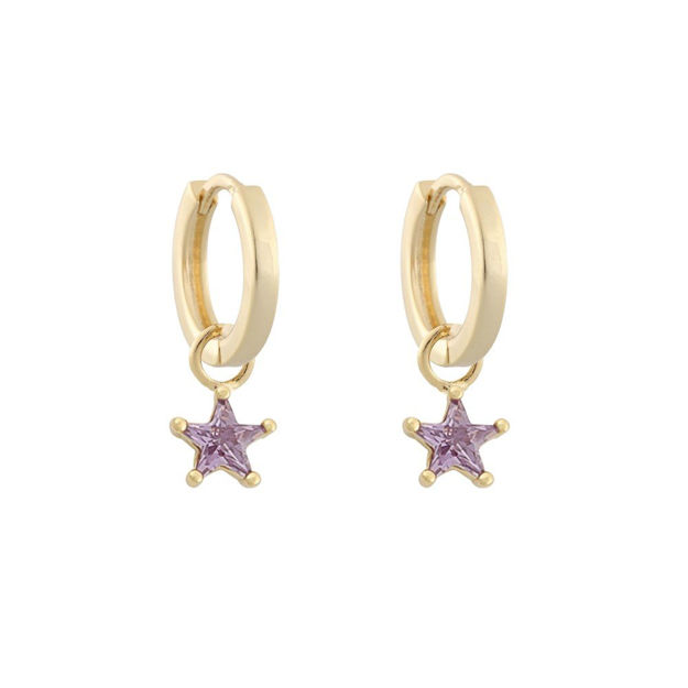 Stay ring ear small star g/purple
