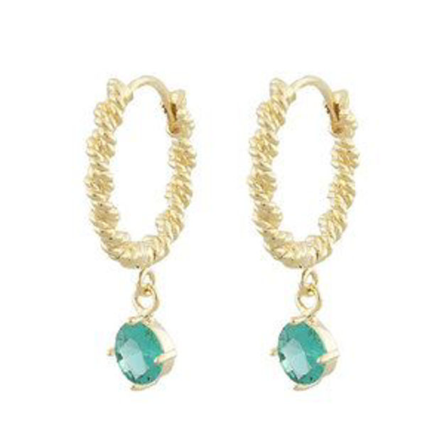 Exibit ring pendant ear goldplated/aqua 