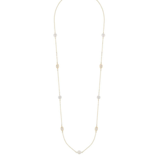 Sunday chain neck goldplated/white - 80cm