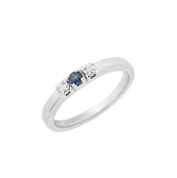 RING HV.GULL all. 2 dia 0,01ct + safir