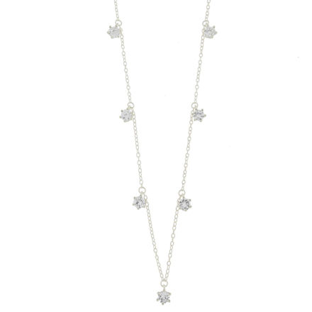 Rhodinert sølv halssmykke med 7 Cubic Zirconia 40+5cm