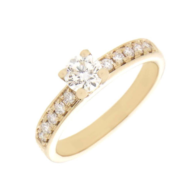 Gull ring med diamanter 0,55ct TW/SI (senter 0,40ct)