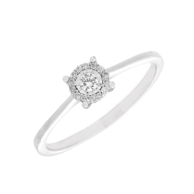 Hvitt gull rosett ring med diamanter 0,10ct WP1
