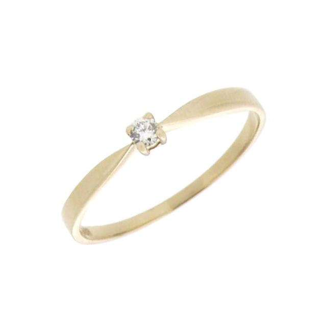 Gull ring med diamant 0,05ct W/SI3 - 4 klør