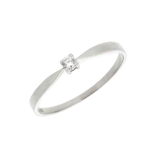 Hvitt gull ring med diamant 0,05ct W/SI3 - 4 klør