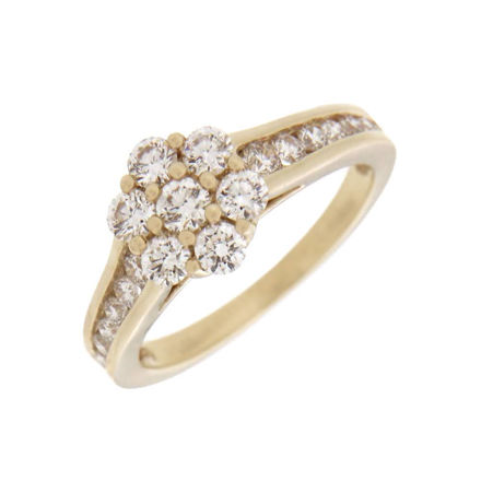 Gult gull rosett ring med diamanter 1,00ct TW/SI
