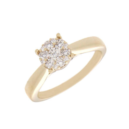 Gull rosett ring  med diamanter totalt 0,38ct TW/SI