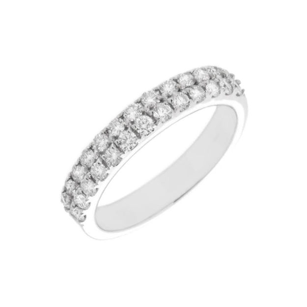 Hvitt gull ring med 2 rader diamanter totalt 0,50ct TW/SI