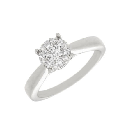 Hvitt gull rosett ring  med diamanter totalt 0,38ct TW/SI