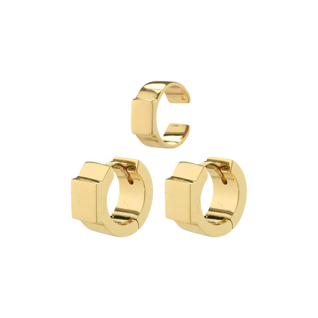 FRIENDS wide chunky hoop earrings and cuff, gold-plated