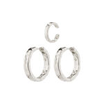 KINDNESS rustic hoop earrings & cuff silver-plated