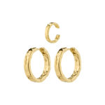 KINDNESS rustic hoop earrings & cuff gold-plated