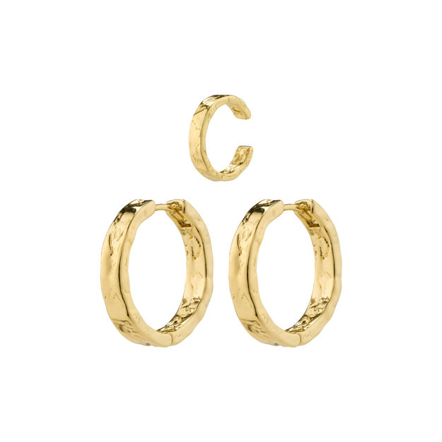 KINDNESS rustic hoop earrings & cuff gold-plated