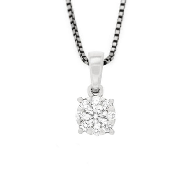 Hvitt gull halssmykke rosett med diamanter 0,26ct W/SI3