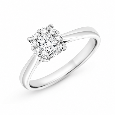 Hvitt gull ring rosett med diamanter 0,44ct W/SI3
