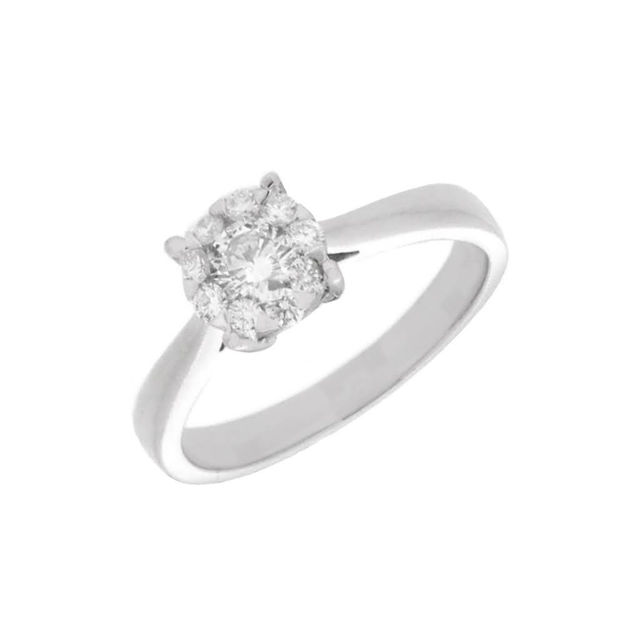 Hvitt gull ring rosett med diamanter 0,44ct W/SI3
