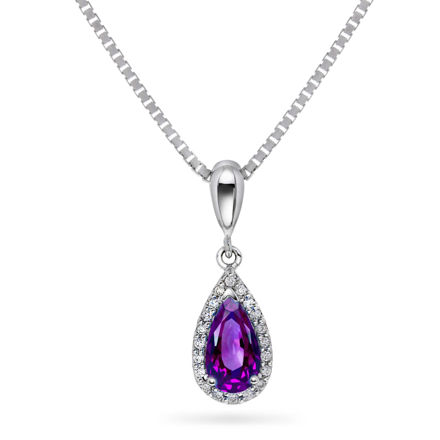 Hvitt gull anheng dråpe rosett 0,10ct TW/SI + amethyst