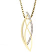 Gull halssmykke torarget spiss oval med Cubic Zirconia