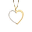 Gull halssmykke hjerte 17mm med zirconer