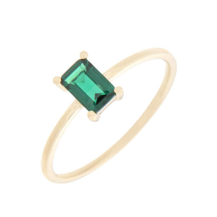 Gull ring med 4x6mm smaragd-grønn zircon