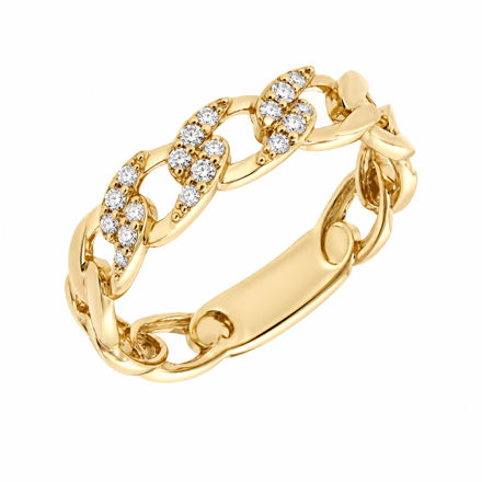 Gull ring 4mm Panzer med diamanter tot 0,07ct WSI