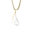 Gull halssmykke tofarget med diamant 0,02ct WSI og 7mm ferskvannsperle