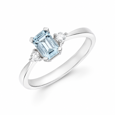 Hvitt gull ring topas og diamant 0,09ct WSI3