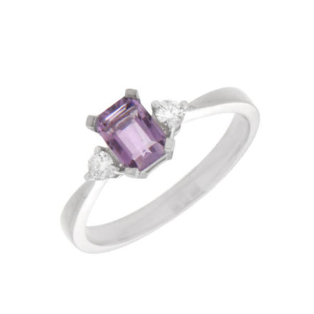 Hvitt gull ring amethyst og diamant 0,09ct WSI3