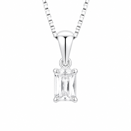 Rhodinert sølv halssmykke med 4x6mm blank zircon
