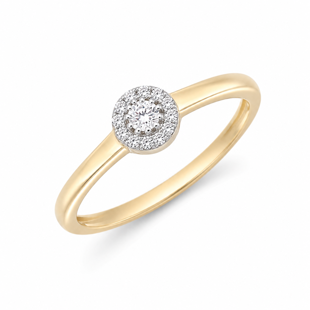 Ring gull liten rosett CZ