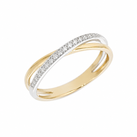 Gull ring tofarget 1 rad diamanter totalt 0,10ct WSI3