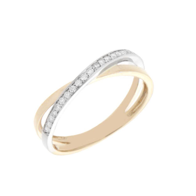 Gull ring tofarget 1 rad diamanter totalt 0,10ct WSI3