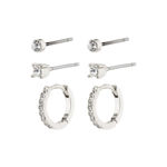 SIA recycled crystal earrings 3-in-1 set silver-plated