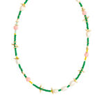 PAUSE necklace with freshwaterpearls green/gold-plated