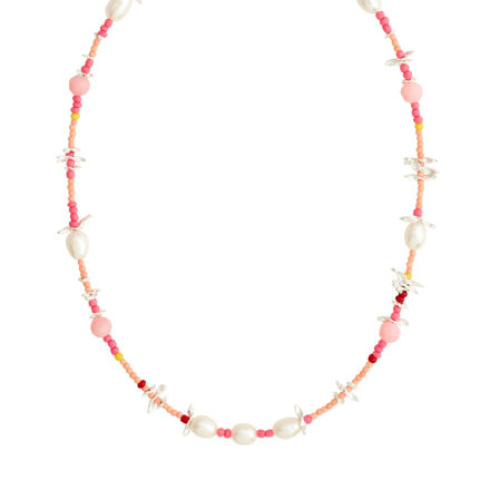 PAUSE necklace with freshwaterpearls coral/silver-plated