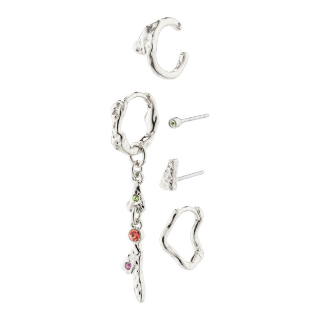 SHY recycled earrings & cuff 5-in-1 set silver-plated