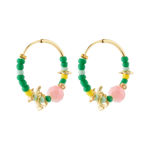 PAUSE pearl hoops green/gold-plated