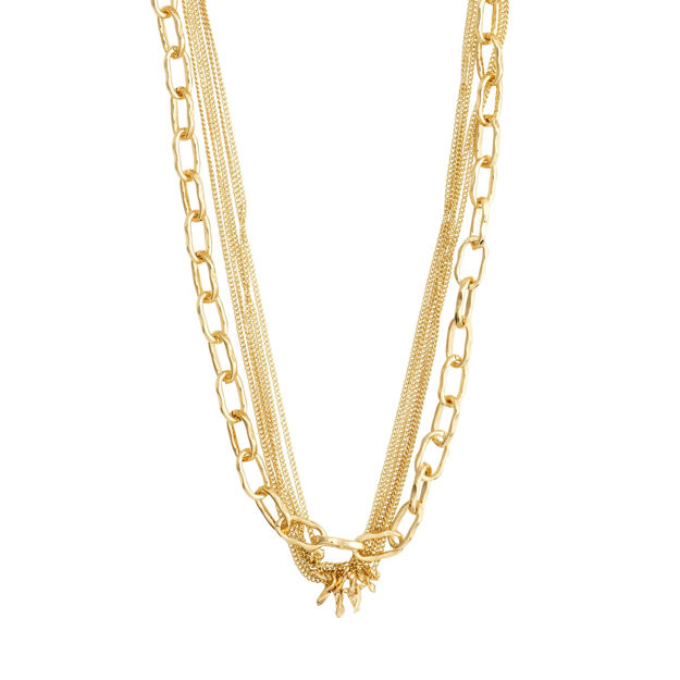 PAUSE recycled cable & curb chains necklace gold-plated