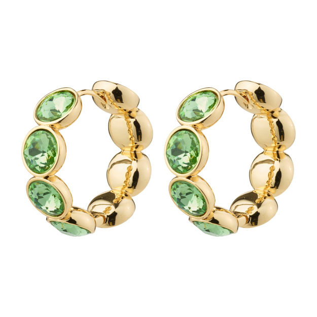 CALLIE recycled crystal hoops green/gold-plated