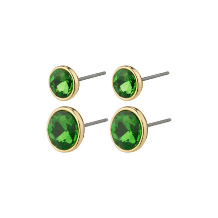 CALLIE recycled crystal earrings green/gold-plated