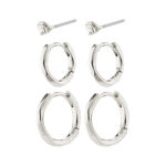 ARYA recycled hoops & studs 3-in-1 set silver-plated