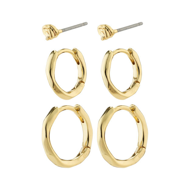 ARYA recycled hoops & studs 3-in-1 set gold-plated