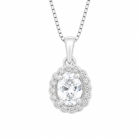 Rhodinert sølv rosett med blanke Cubic Zirconia